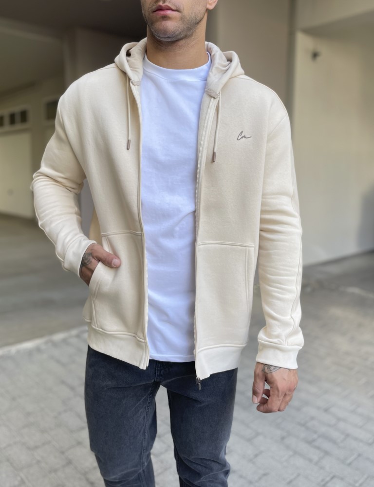 Ανδρική μπεζ ζακέτα φούτερ 4277B φωτογραφία